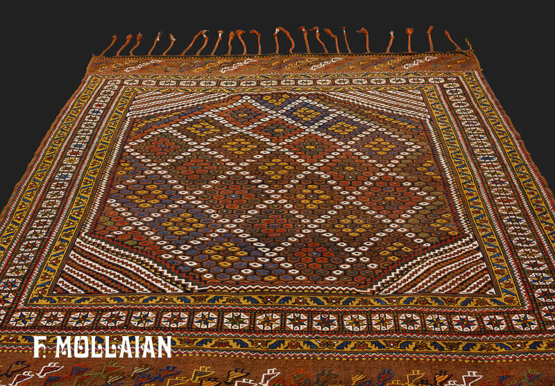 Antico Persiano Afshari Sumak kilim con disegno Tribale n°:49404343